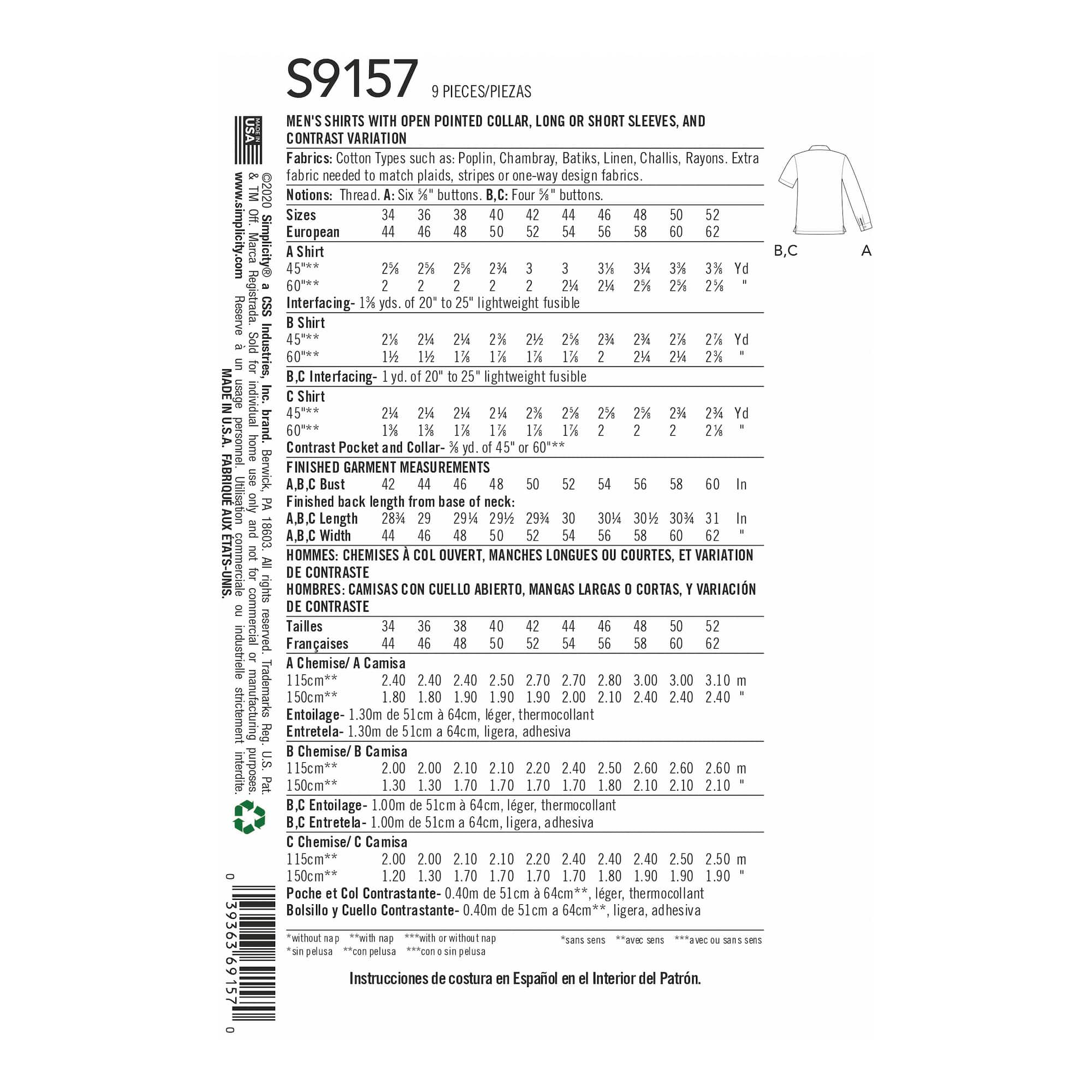 Simplicity® Pattern CS9157 (34-36-38-40-42)